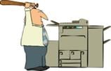 Man hitting copier