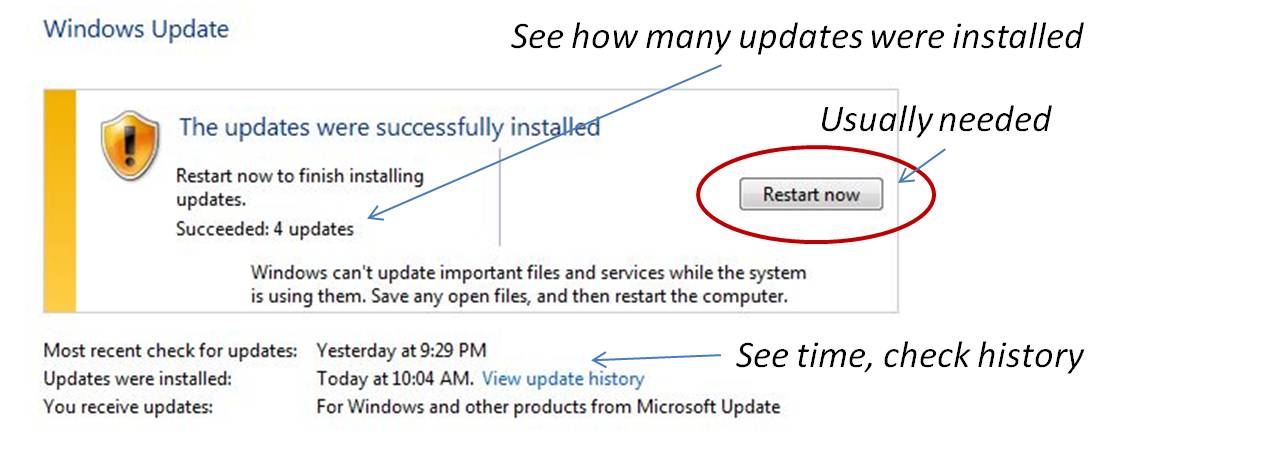 Windows Update Dialogue Box