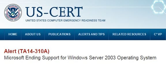 USHomelandSecurityWarnsAboutIgnoringEOSofWindowsServer2003